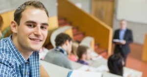 Student in lecture hall