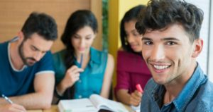 students in exam review session