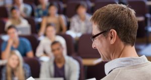 professor in front of large class