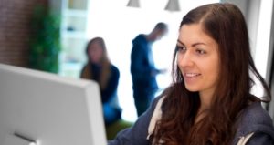 female student at computer