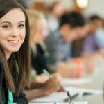 Students in lecture hall.