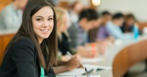 Students in lecture hall.