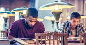 students studying in the library