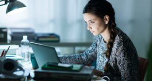 Female college student studying