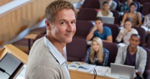 Professor in lecture hall