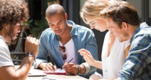 Group of students studying.