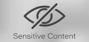 Sensitive content logo showing an icon of an eye crossed out