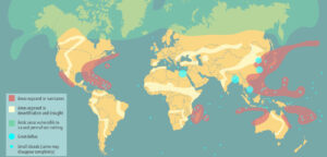 Stock photo infographic showing global climate vulnerabilities