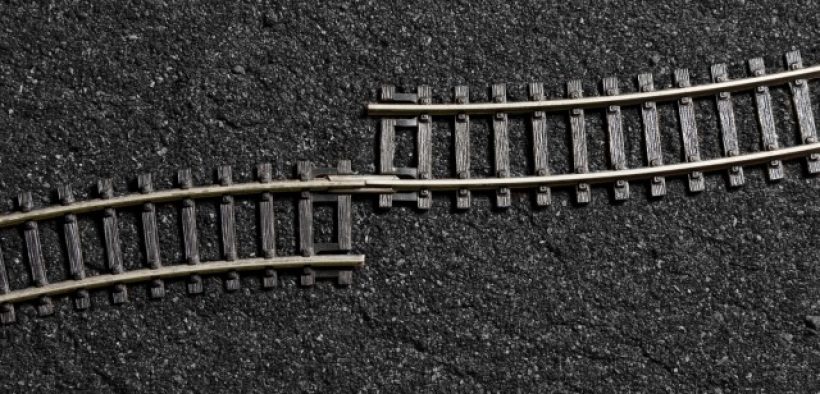 railroad tracks not lined up.