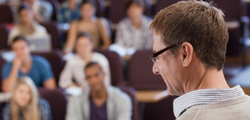 professor in front of large class