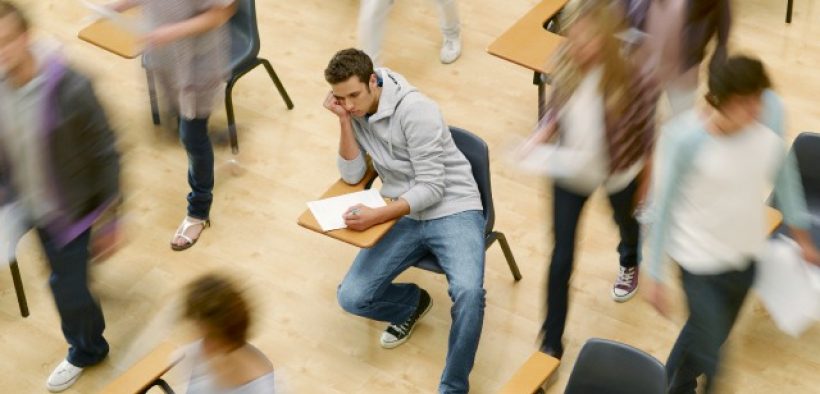 student struggles to finish exam.